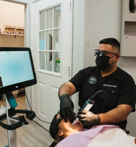 doctor checking the dental results doctor checking the dental results